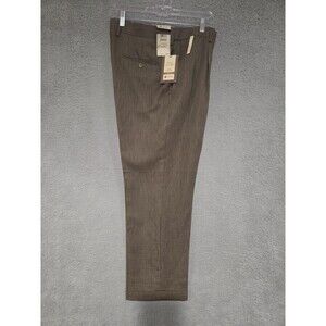 Haggar Dress Pants Mens 34x29 Taupe Classic Fit Pleated Cuffed Academia Preppy